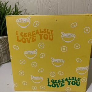 Yellow 'I Cerealsly Love You' cereal bowl and spoon set